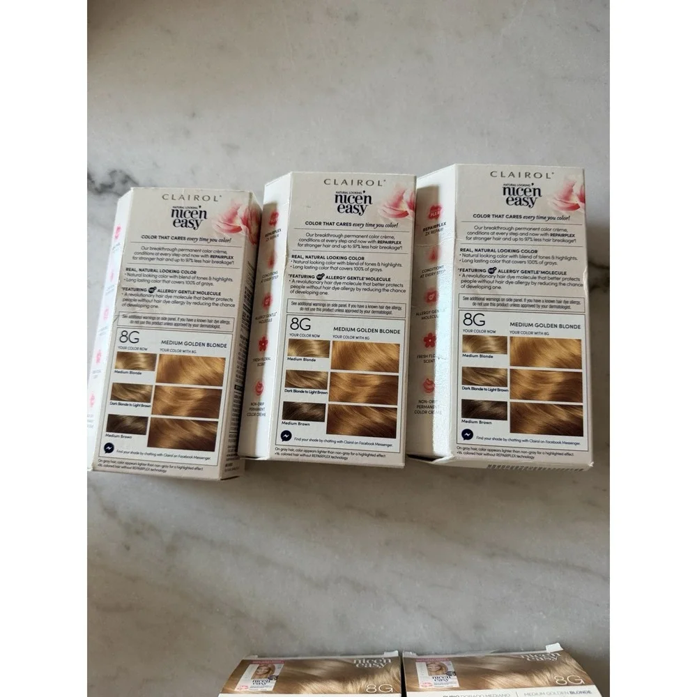 3 BOXES Clairol Nice'n Easy Permanent Hair Color 8G Medium Golden Blonde